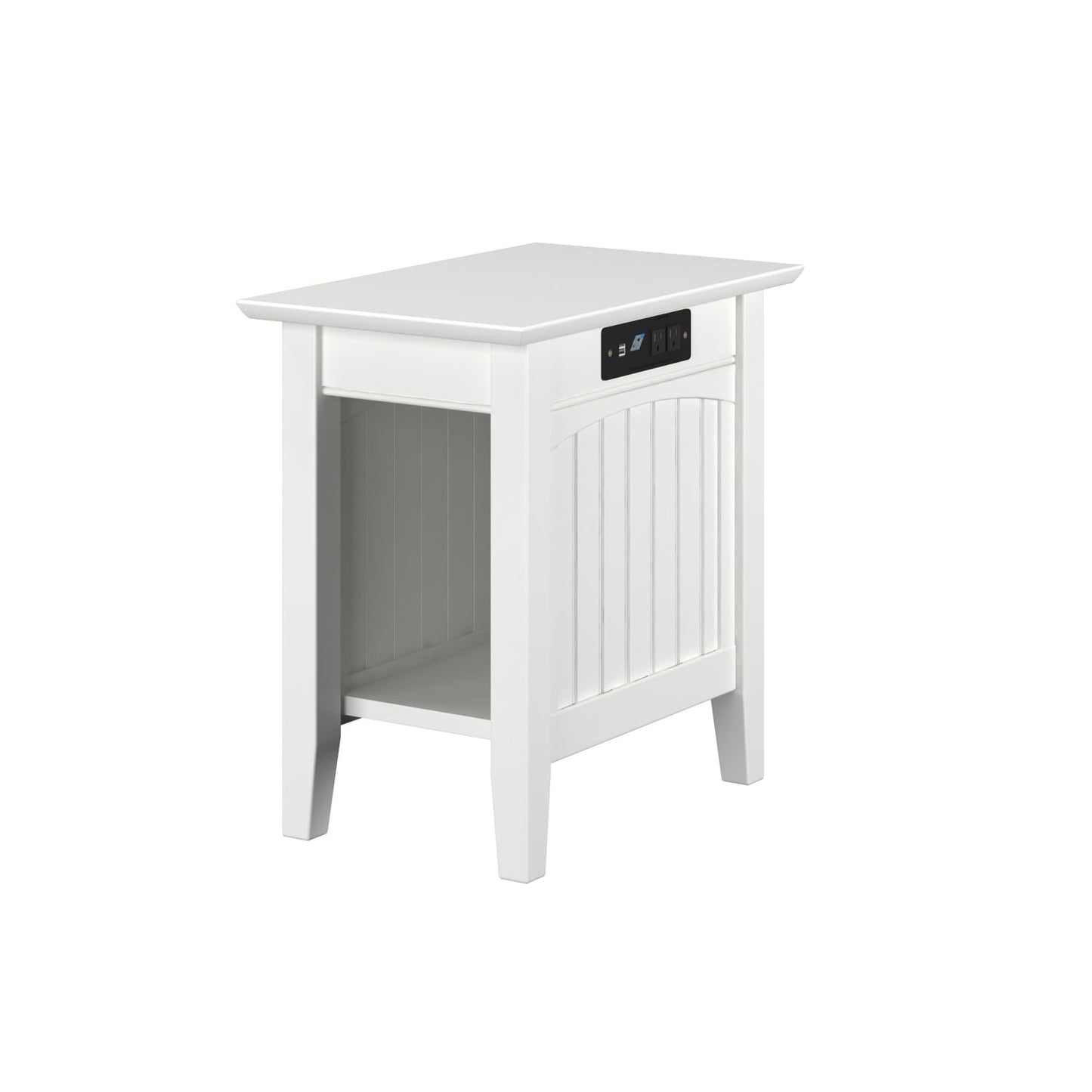 AFI Nantucket Chair Side Table with Built-in Charger in White