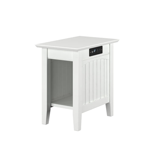 AFI Nantucket Chair Side Table with Built-in Charger in White