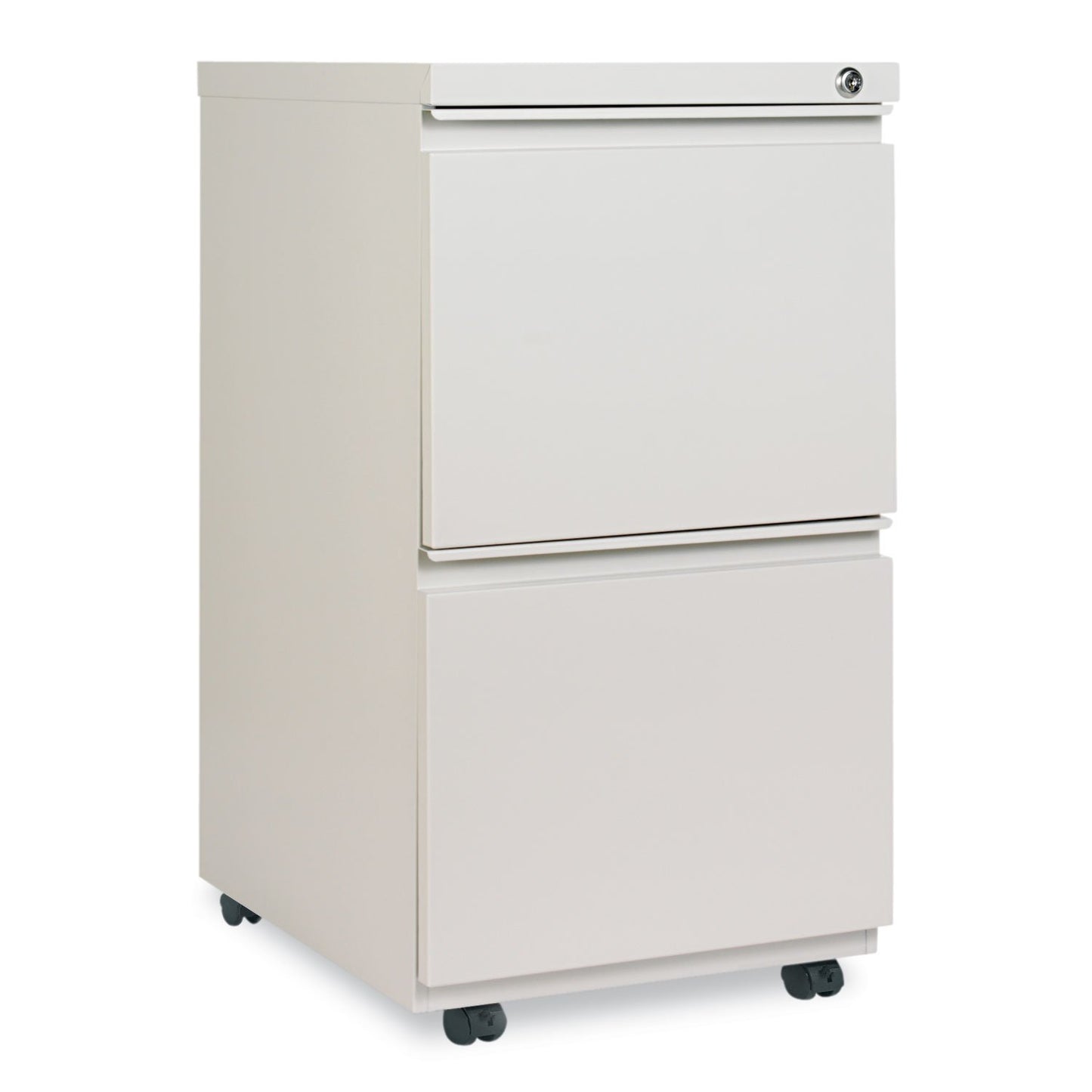Alera PBFFLG Two-Drawer Metal Pedestal File with Full-Length Pull, 14 7/8w x 19 1/8d, Lt Gray