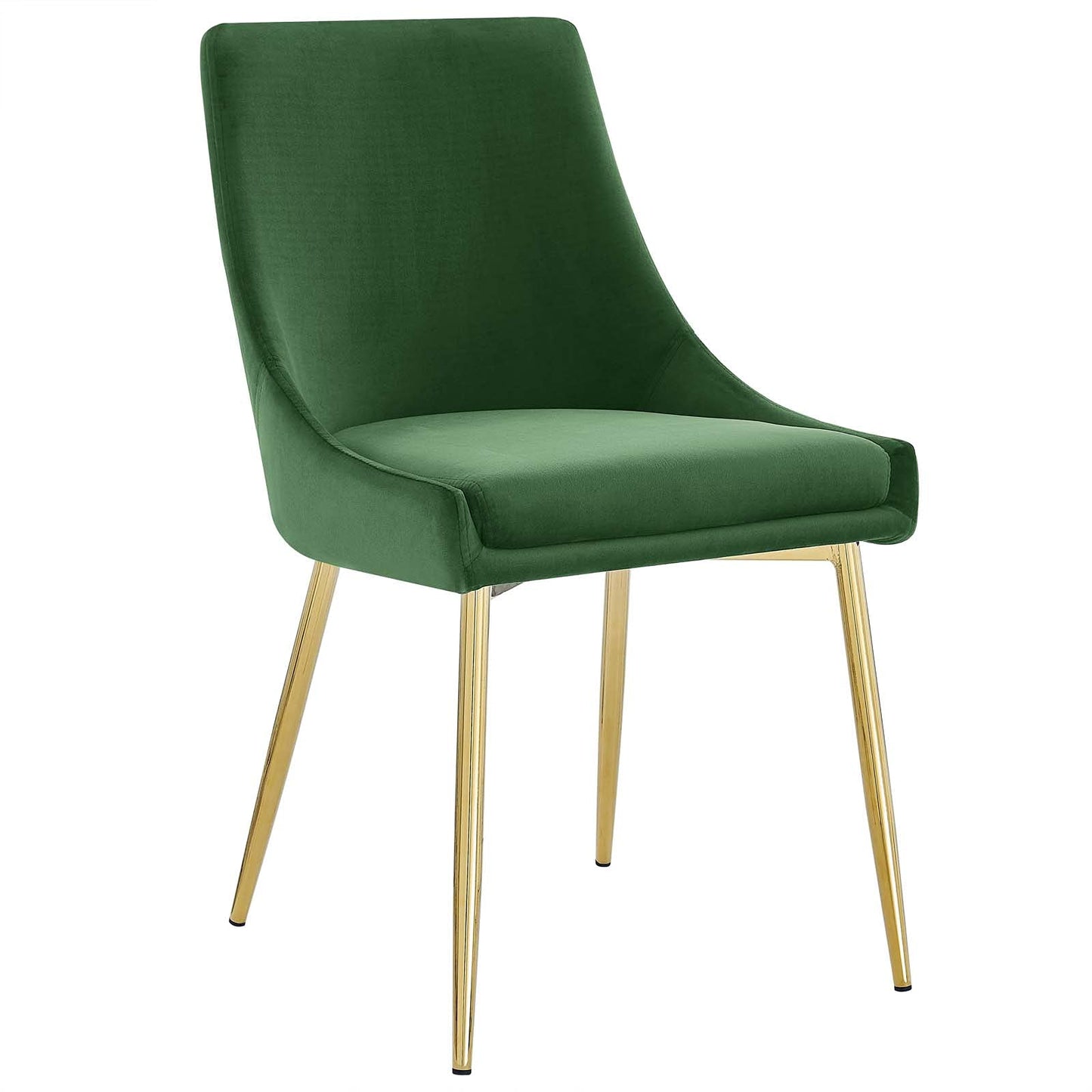 Modway Viscount Performance Velvet Upholstered Side Dining Chairs in Gold Emerald - Set of 2