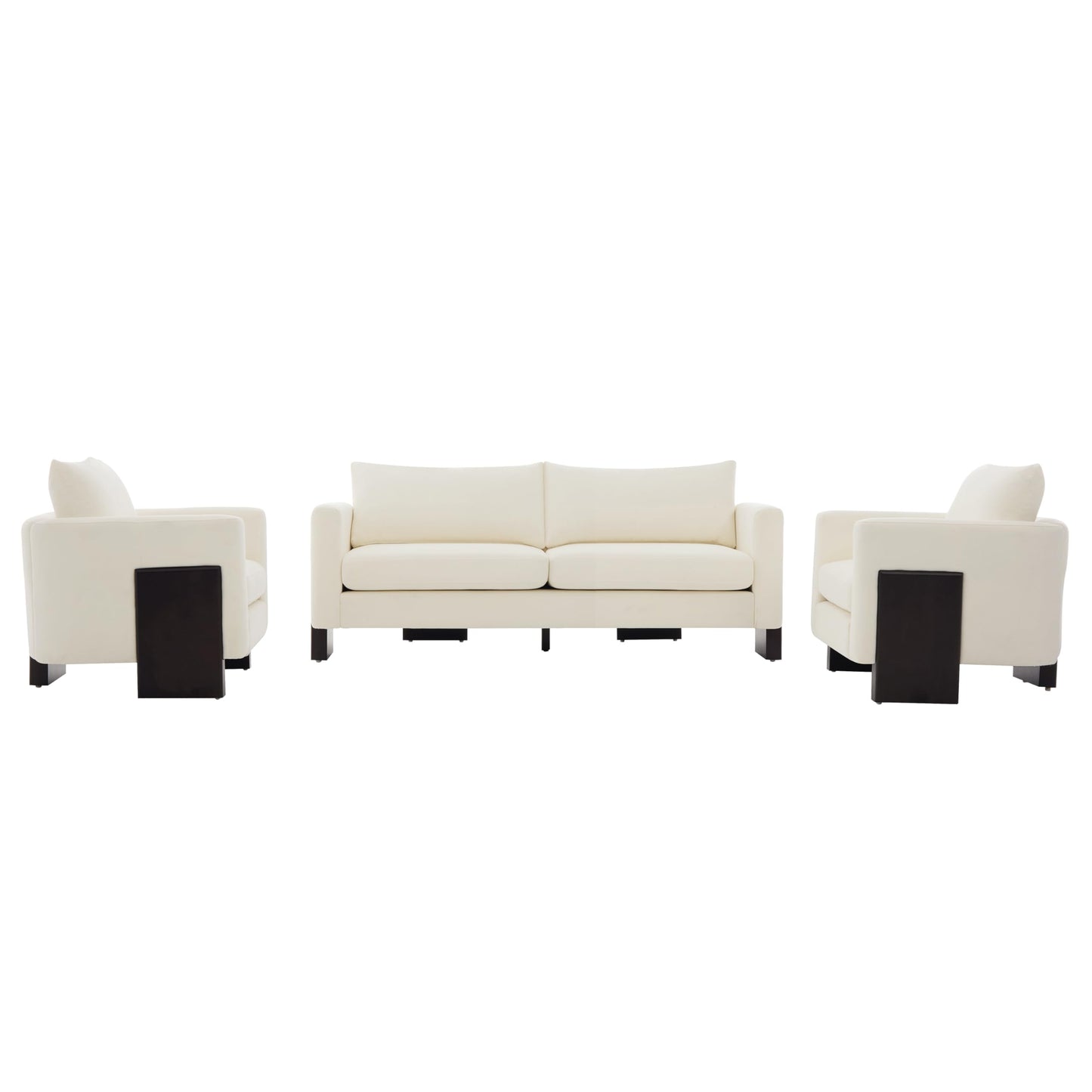 Christopher Knight Home Cozy Oversized 3-Seater Sofa Set with Two Single Chairs, Comfortable Modern Lounge Couch for Living Room or Office, Beige Chenille Fabric 5-Seater Sofa Set with Rubberwood Legs
