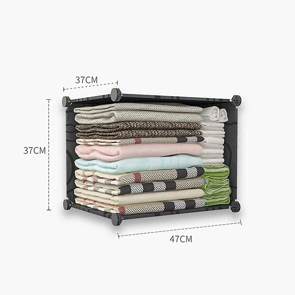 TYUHDUYUR Fabric Wardrobe Folding Storage Cube Organizer Plastic DIY Modular Storage Cabinet Portable Bookcase Clothes Rack