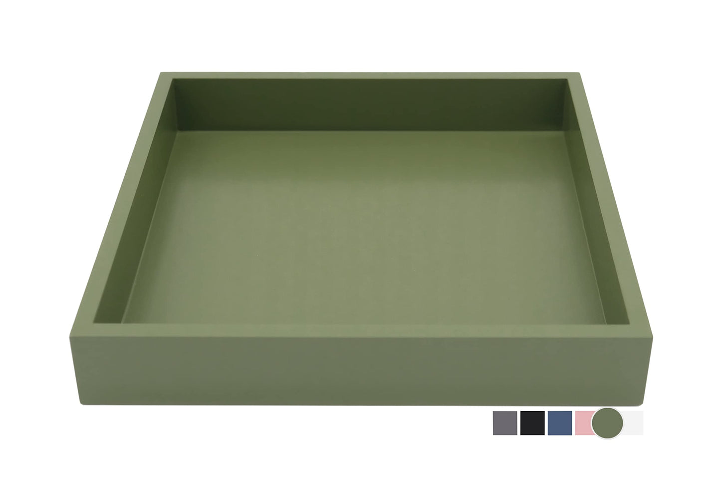Montecito Home - 10"x10" Small Square Wood Decorative Tray for Office, Ottoman, Bathroom, Entry, Remote Controls, Countertop Organizer, Candle Tray - Loden Green