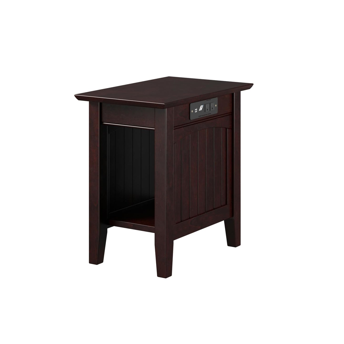AFI Nantucket Chair Side Table with Built-in Charger in Espresso