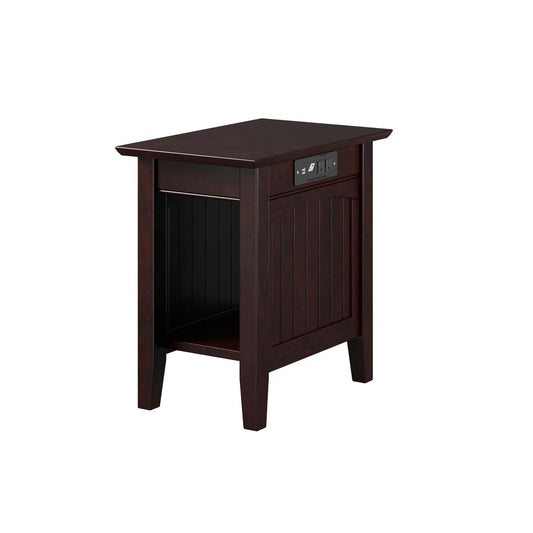 AFI Nantucket Chair Side Table with Built-in Charger in Espresso