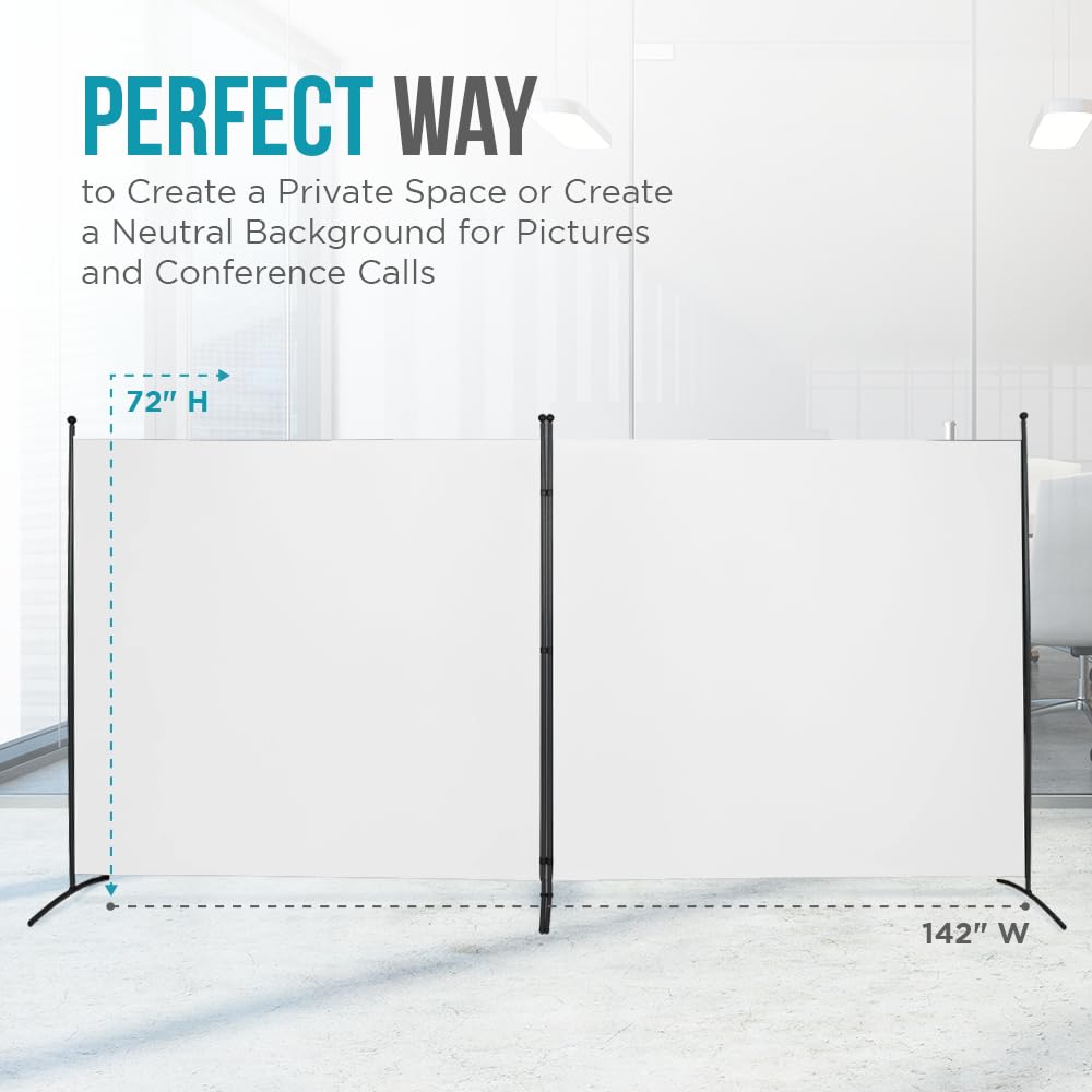 SteelAid Room Divider (Double Panel) – Folding Partition Privacy Screen for Office, Classroom, Dorm Room, Kids Room, Studio, Conference - 142" x 72" - Easy to Assemble, Freestanding & Foldable