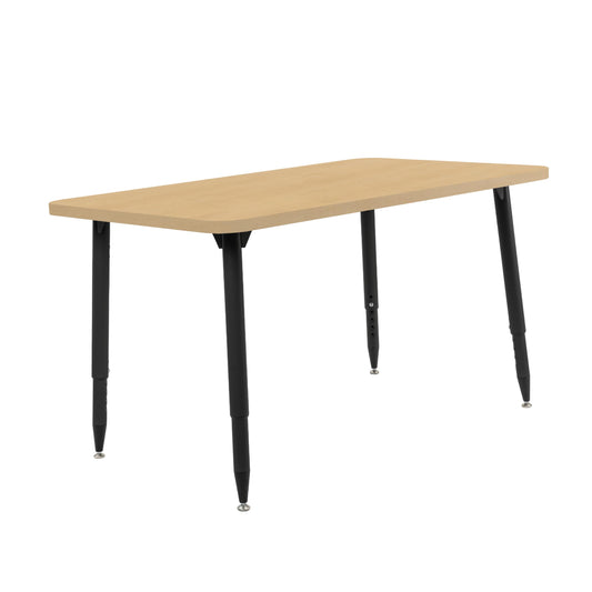 Adapte Commercial Classroom Activity Table - 30" x 48" Rectangle Woodgrain, ADA Compliant Tapered Legs with Glides & Casters, Adjustable Height 22-34" Wheelchair Accessible, School & Office Furniture