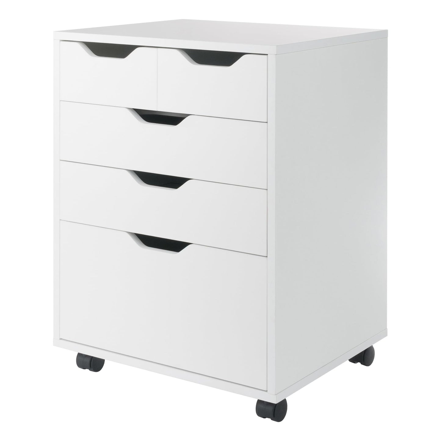 Winsome Halifax Mobile Storage Cabinet with 5 Drawers in White, Stylish & Functional Home Storage Cabinet for Filing, Kitchen Organization, Moveable Furniture for Office, Dorms, Apartments