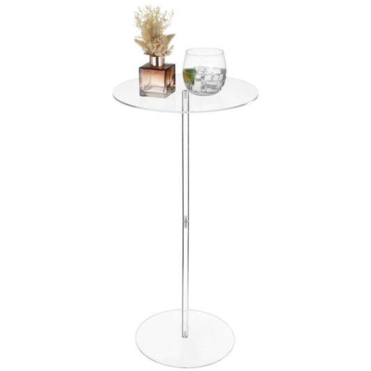 9 in Round Acrylic Side Table, Clear Modern End Table, Small Bar Table, Small Space Side Table for Living Room, Bedroom, Office, Bathroom, Balcony, Easy to Assemble & Move