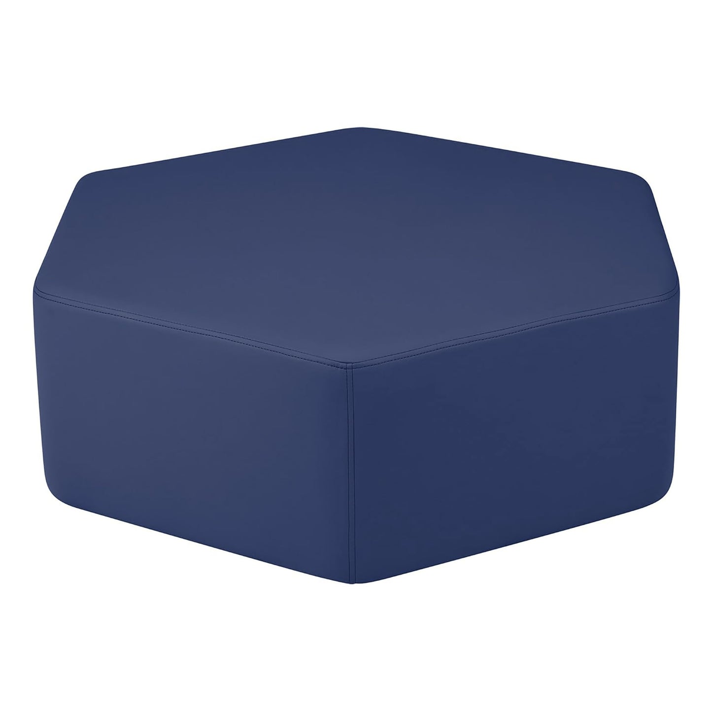 FDP Pro Series Hexagon Accent Ottoman (12" Height) Hand Upholstered Commercial Furniture for Hotel Lobby, Office, Restaurant, Home and More Collaborative and Configurable Seating - Navy