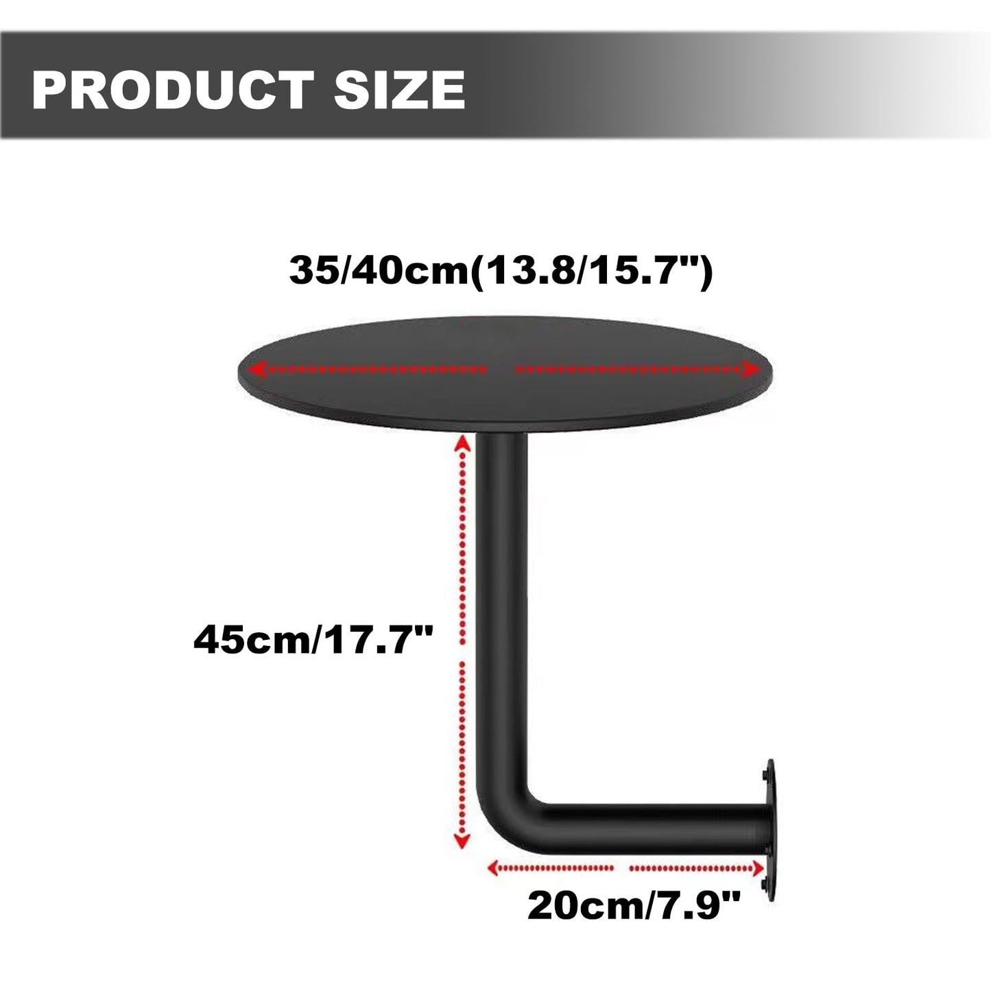 Wall-Mounted Round Table for Café Kitchen or Office - Space-Saving Black Design Ideal for Small Dining Areas Bakery Shops and Workshop Use.
