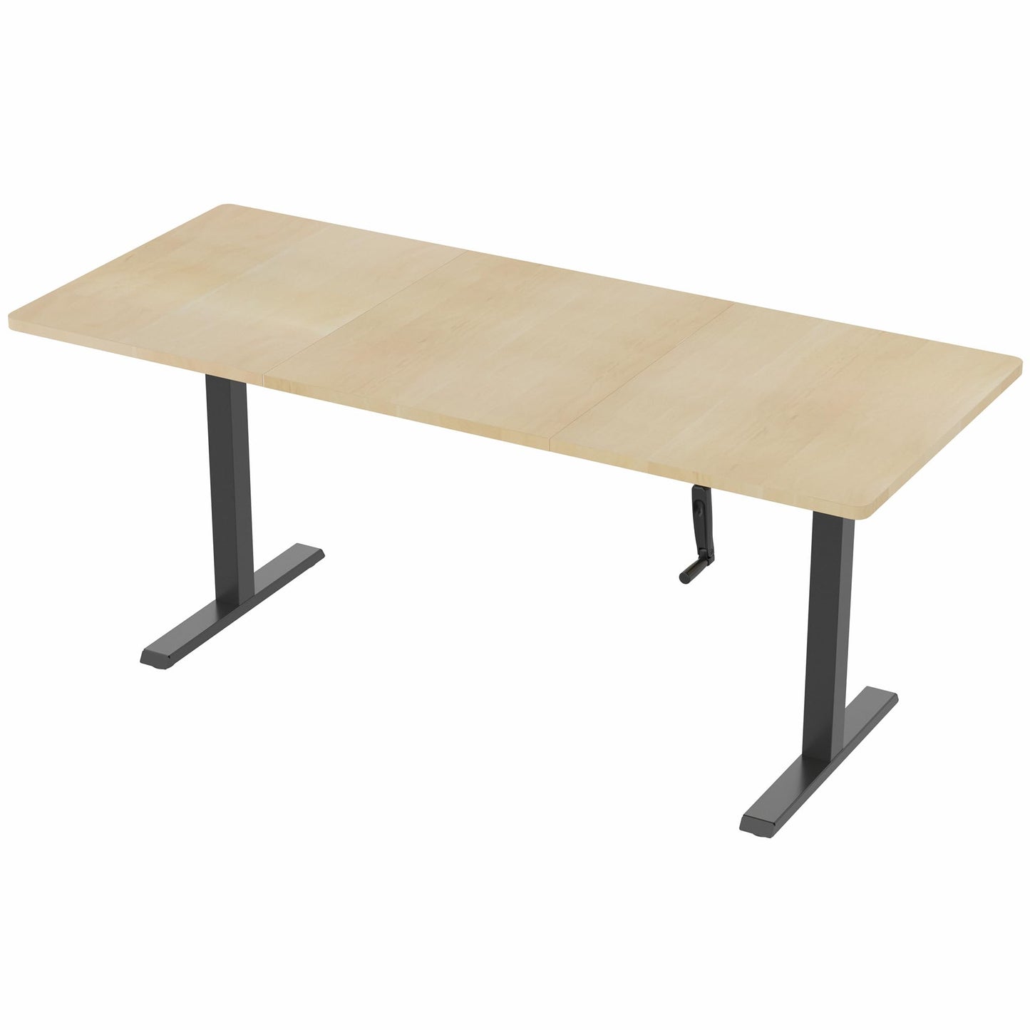 VIVO Manual Height Adjustable 71 x 30 inch Stand Up Desk, Light Wood Table Top, Black Frame, Standing Workstation with Foldable Handle, DESK-KIT-MB7C
