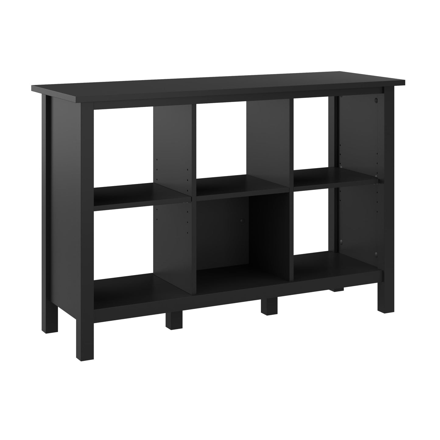 Bush Home Broadview 6 Cube Organizer Shelf in Classic Black, Small Cubby Storage Bookshelf for Home Office or Living Room Organization