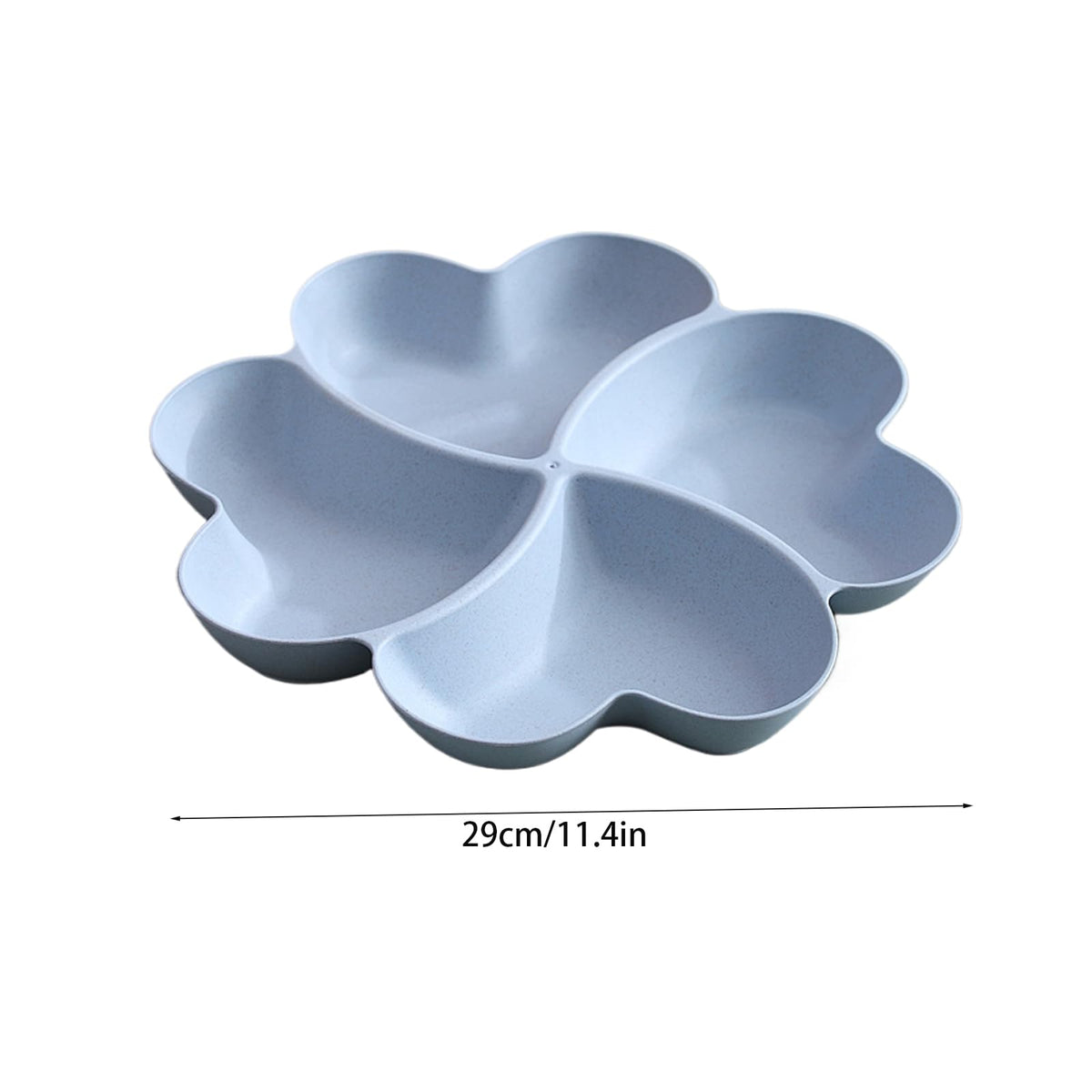 INCAUCA Divided Serving Tray, Appetizer Sectioned Platter, Dessert Serving Dish, Reusable Plastic Snack Plates, Round Relish Tray, 4 Compartment for Chips and Dip Veggies Candy Nut Fruit (Blue)
