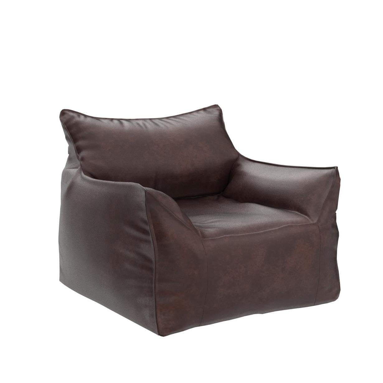 Bean Bag Chair Bean Bag Cover （No Filler） Luxury Single Lazy Sofa Cover PU Faux Suede Leather Bean Bag Pouf Chair for Bedroom Living Room Garden, Bean Bag Cover (Color : Retro Brown)