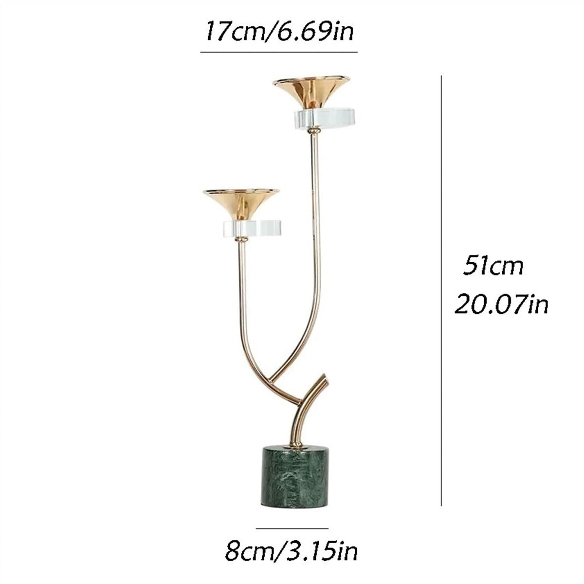 cfycfy987 Candelabra Light Luxury Iron Decorative Candlestick Marble Base Candlelight Dinner Props Porch Living Room Decorative Ornaments Candle Sticks Holder(Small)