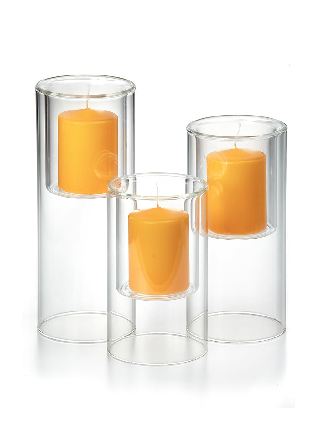 Yummi Set of 3 Pillar Candles & Ethereal Cylinders - Bright Yellow