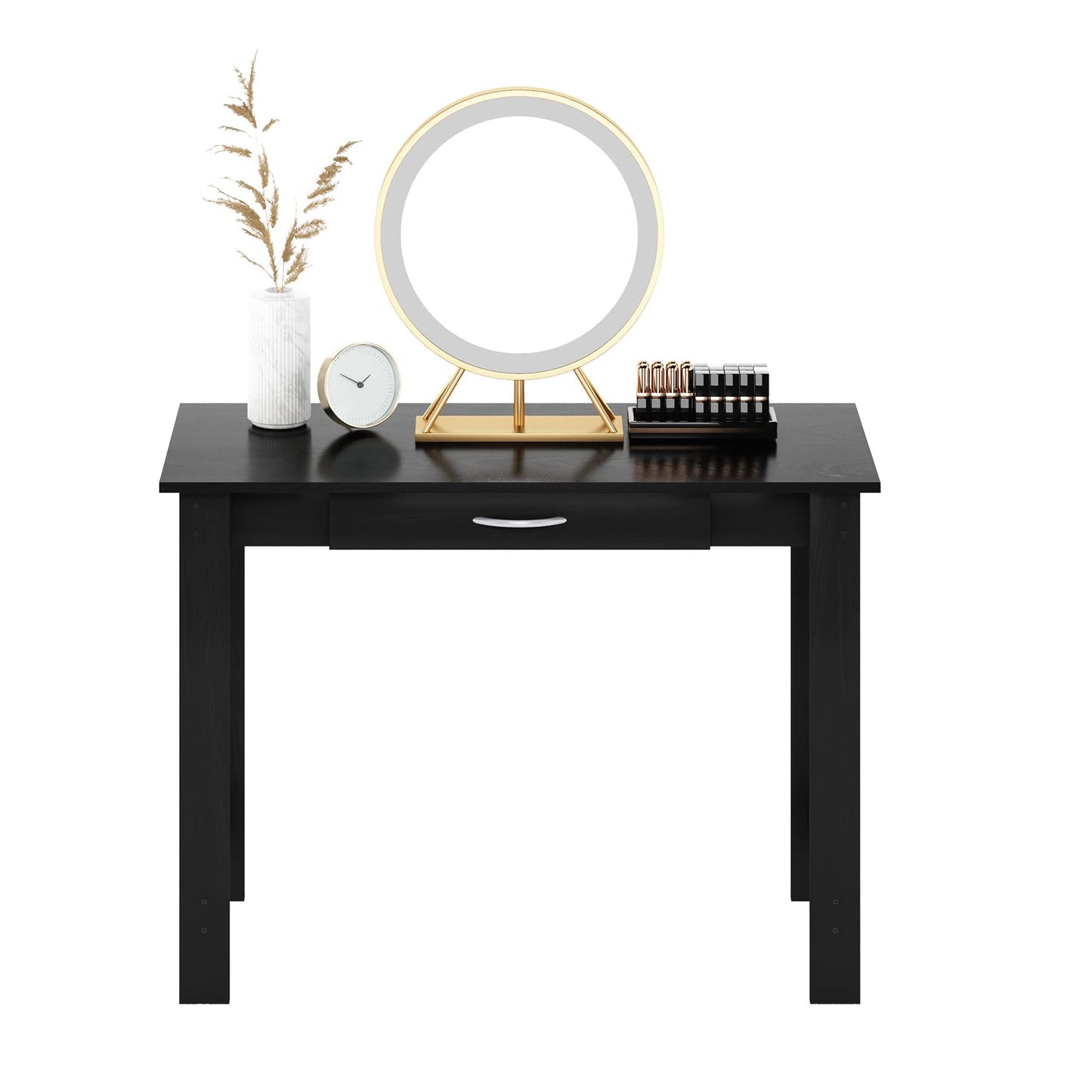 FURINNO Jaya Writing Desk For Residential Use With DrawerBlack, Blackwood, Large