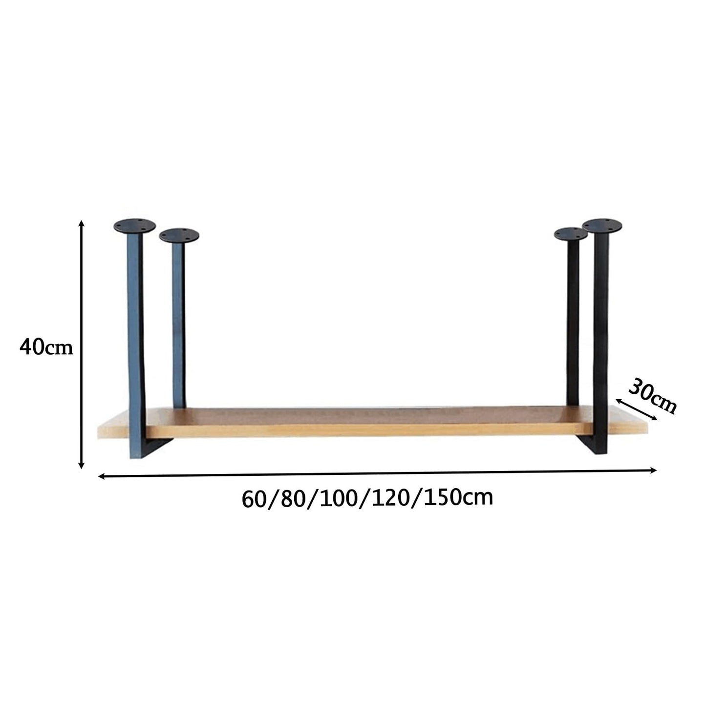GFRWKCEX Ceiling Floating Shelf, Wall Mounted Wine Racks with Metal Iron Cabinets Brackets and Wooden Shelves, Suspended Holder for Bar Cafe Kitchen(1-Layer 100x30x40cm)