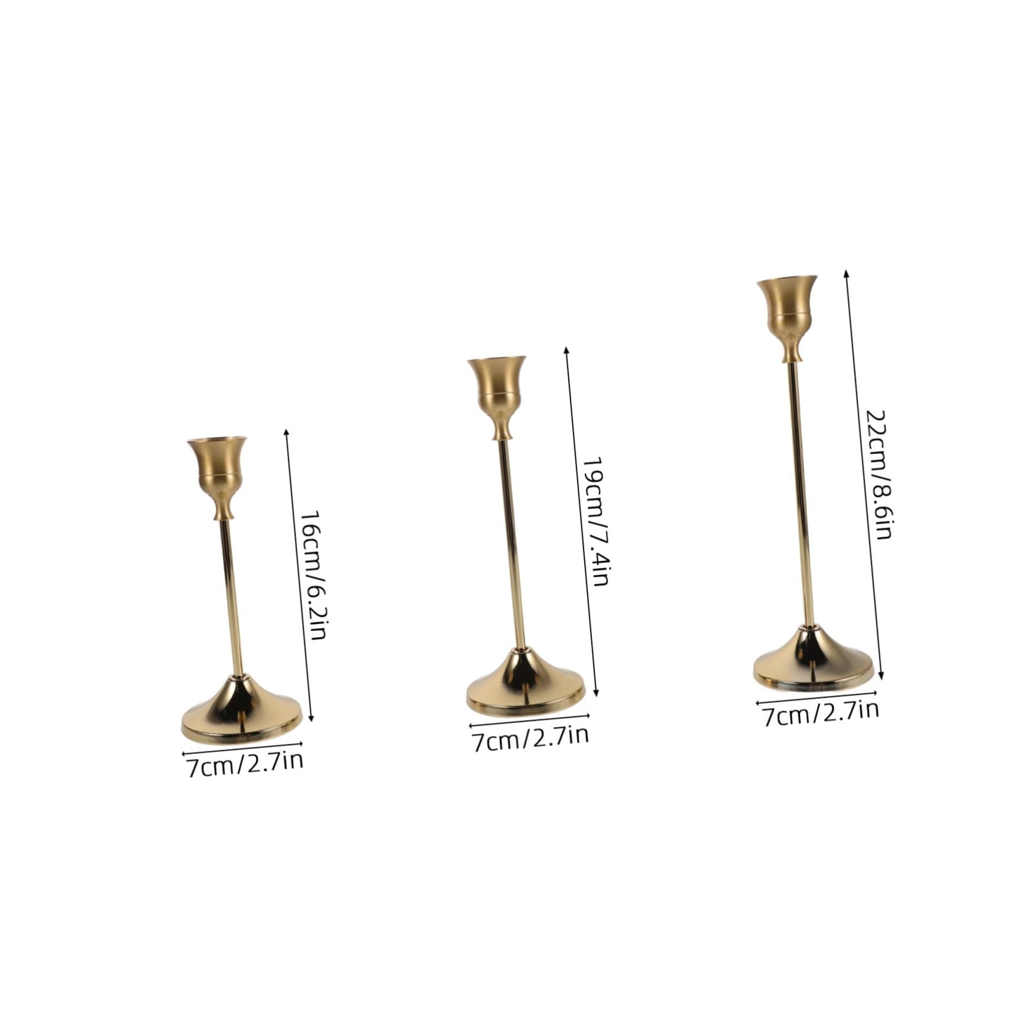 SWOOMEY 6pcs Metal Candlestick Holders for Taper Candles Secure Support and Polished Shiny Finish, Elegant European Craftsmanship, for Dinner Table Centerpiece and Wedding Events Décor