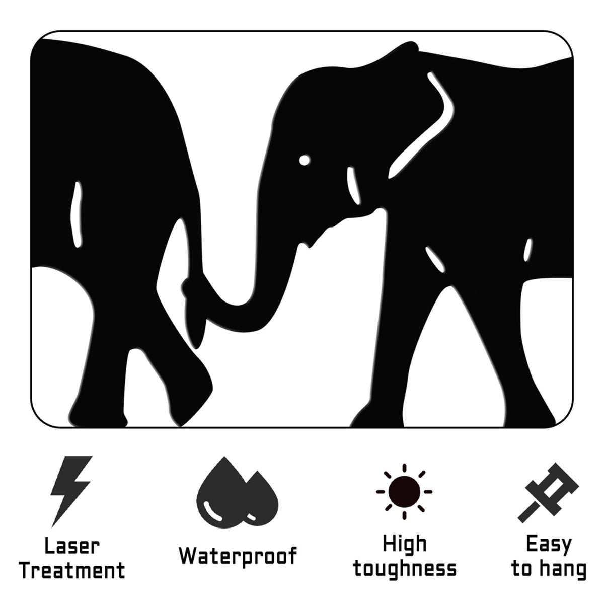 XORT Geometric Elephant Metal Wall Art, Wildlife Lover Gift Wall Hangings Elephant Sign Decor