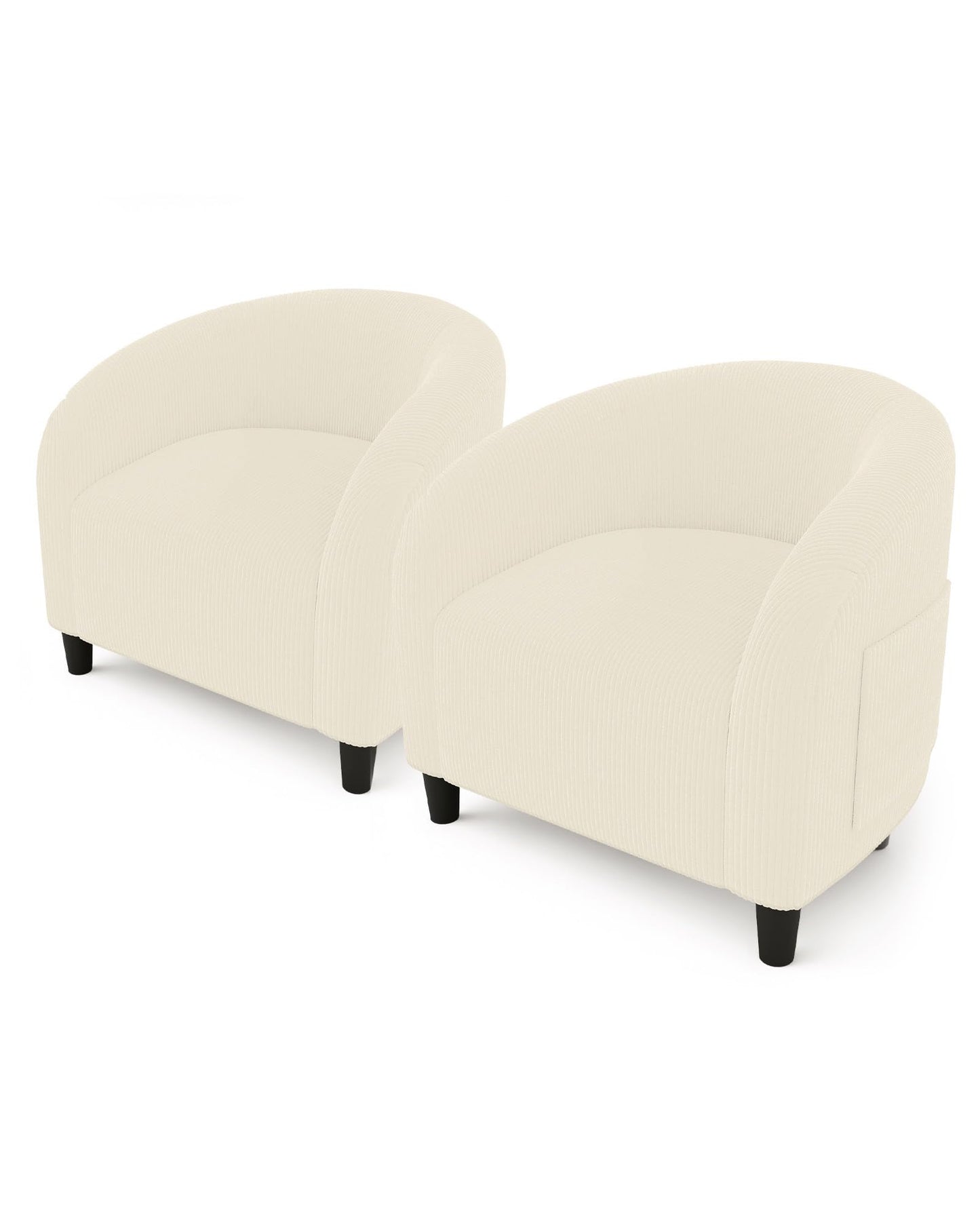 GarveeHome Accent Barrel Chair Set of 2 Corduroy Club Chair Elegant Armchair Cozy Backrest for Living Room Bedroom Reception Room Office(Beige)
