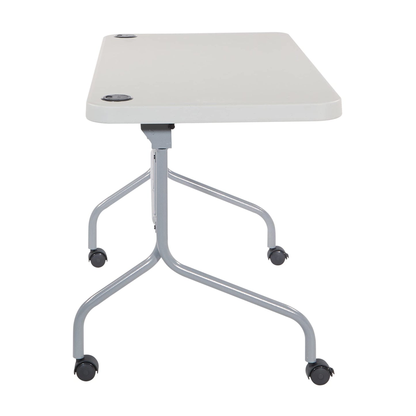 Office Star Resin Multipurpose Flip Training Table with Locking Casters for Home or Office, 4 Feet Light Gray