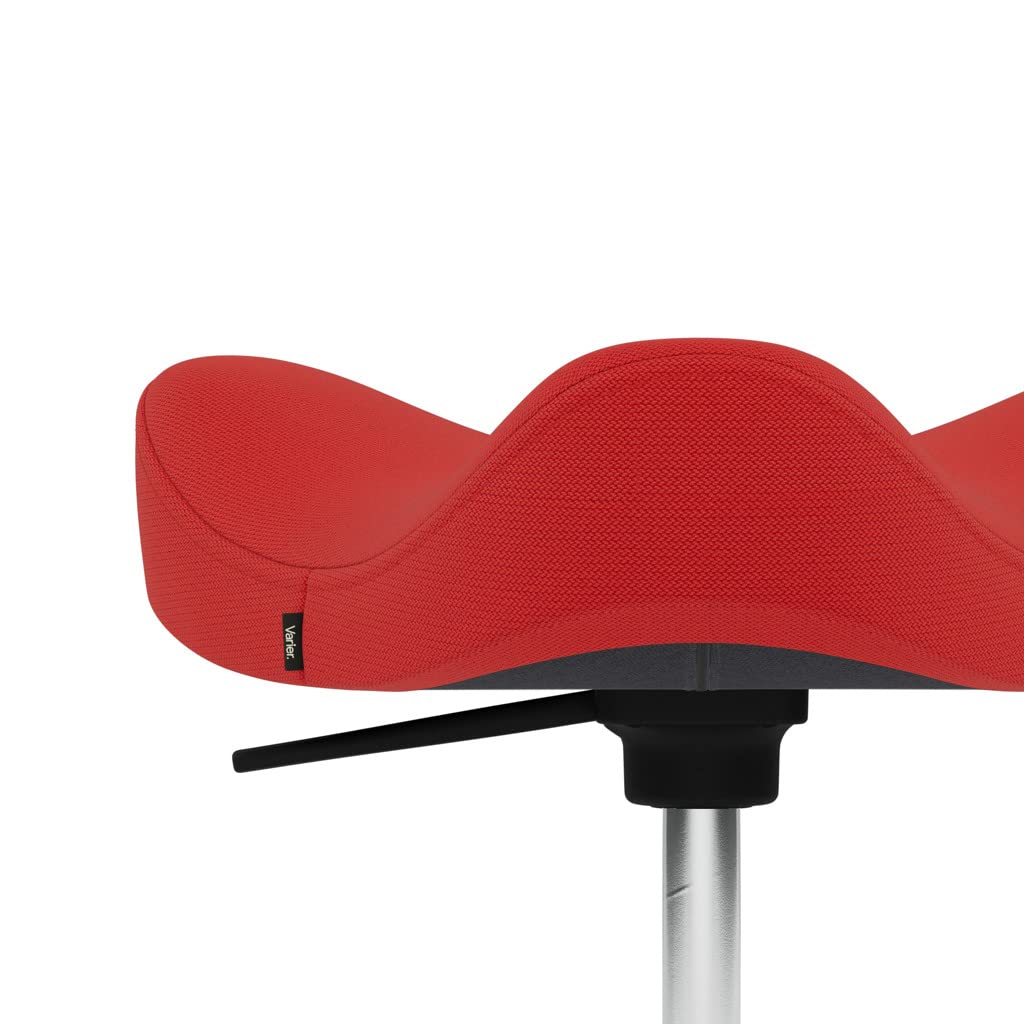Varier Move Tilting Saddle Stool, Height Adjustable Gaslift, Perfect for Any Height Adjustable Des, 10-Year Limited Warranty, Designed by Per Øye, Red/Black