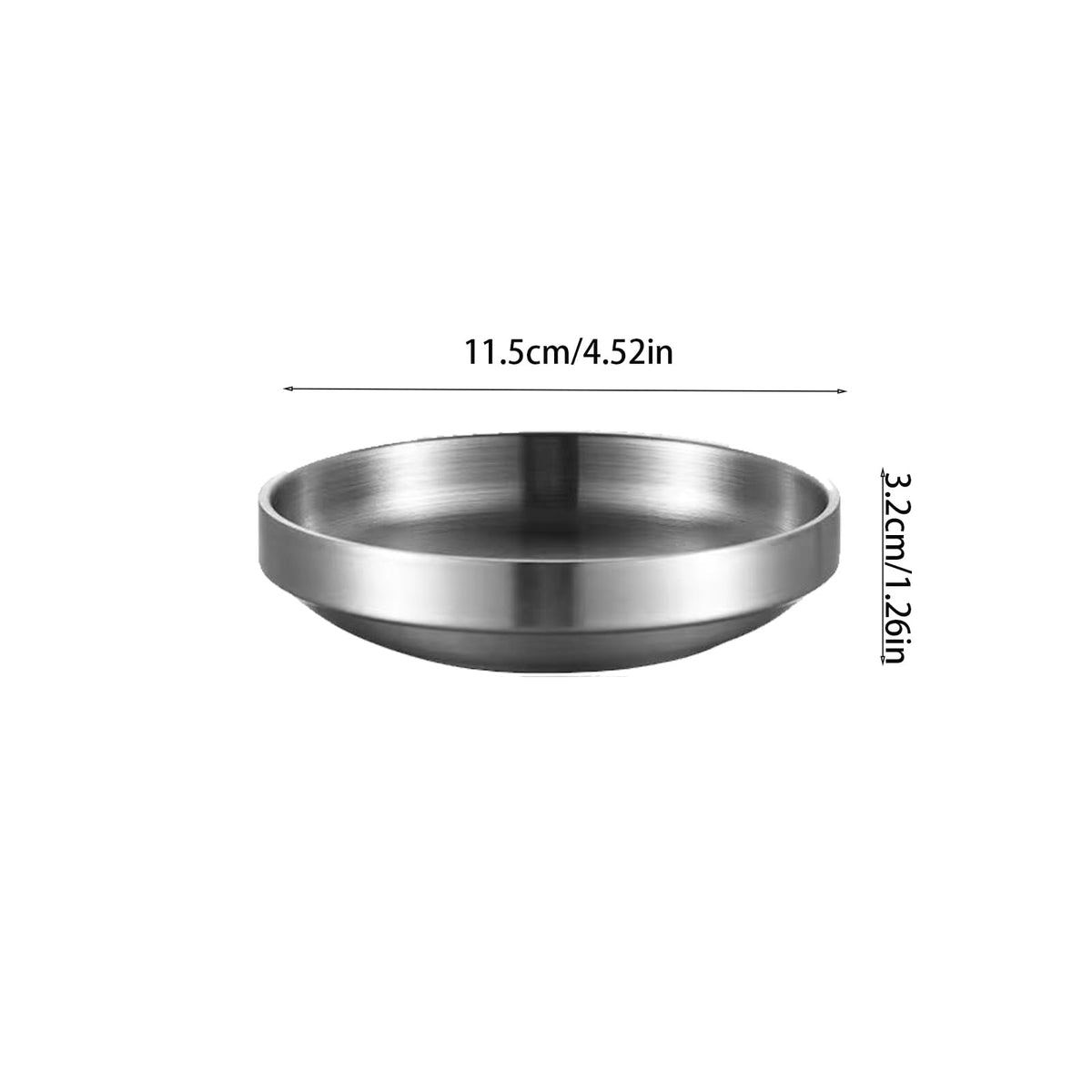 Incauca 4.5 Inch Stainless Steel Soy Sauce Dishes, Double Walled Mini Chip and Dip Bowls, Dipping Sauce Ramekin, Seasoning Cups, Metal Small Side Dish Bowls for Condiment Sushi Ketchup, Silver