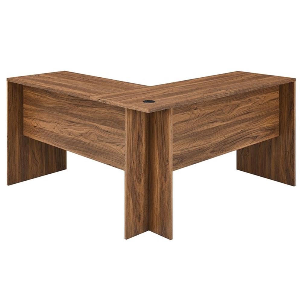 Modway Render Mid-Century Modern Office, Desk and File Cabinet Set, Walnut