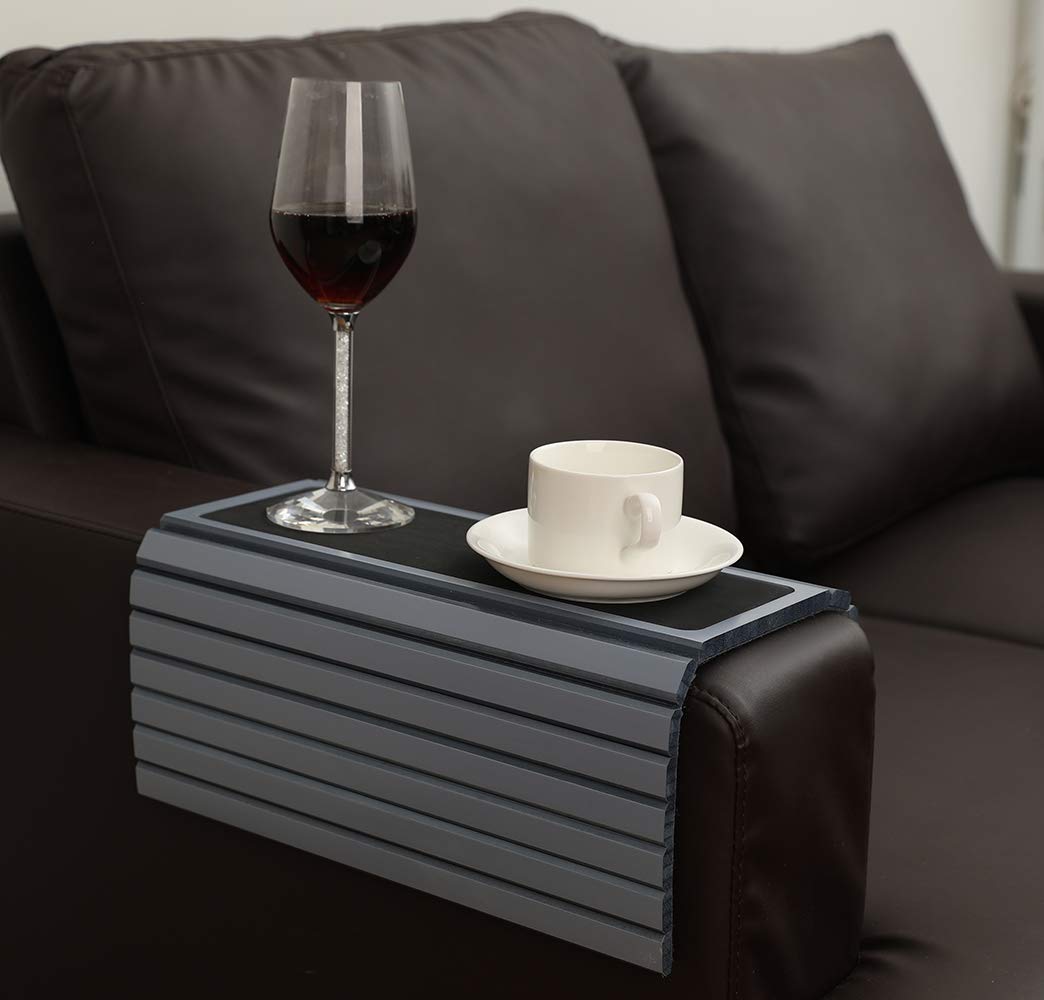 GEHE Couch Arm Tray Table, Flexible/Foldable Sofa Arm Tray, Couch Armrest Table Cup Holder Great for Drinks Snacks Remote Control, Portable Side Table and Anti-Slip Bottom