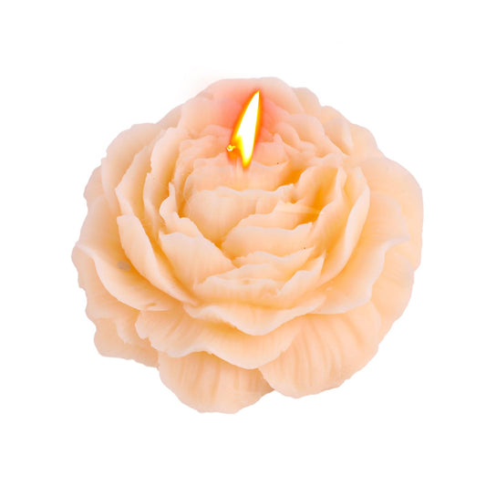 Peony Flower Shape Candles 1 Pack Soy Wax Decorative Candle for Bedroom Home Scented Candle Gift to Friends Family (Champagne)