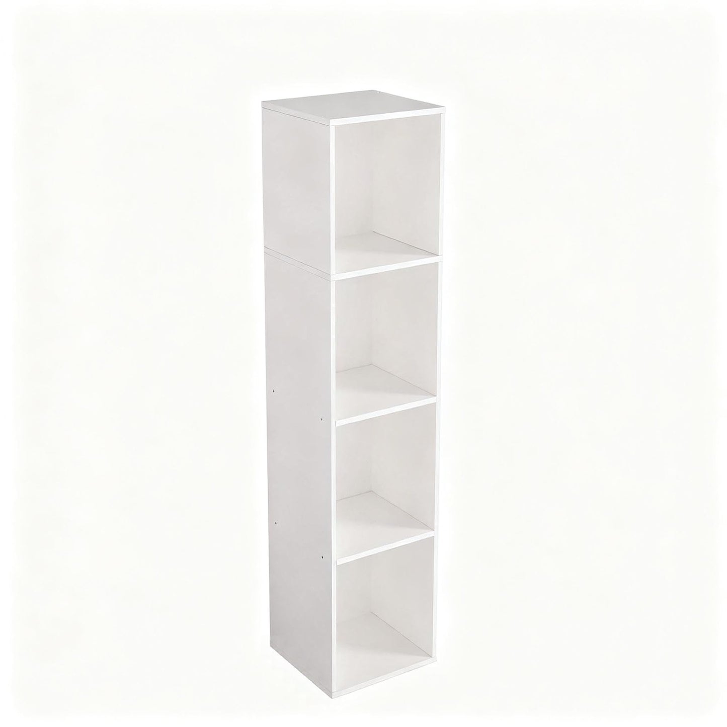 NewBeth 4 Cube Storage Organizer, Cube Shelf, Freestanding 4 Tier Open Shelf Bookcase for Home Office, Bedroom, Living Room, Study, White