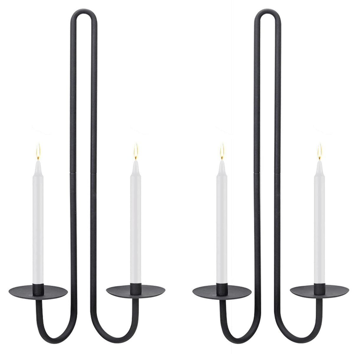 Wall Sconce Candle Holder Metal Hanging Wall Decorations for Home,Living Room, Bathroom, Dining Room, Set of 2（Black