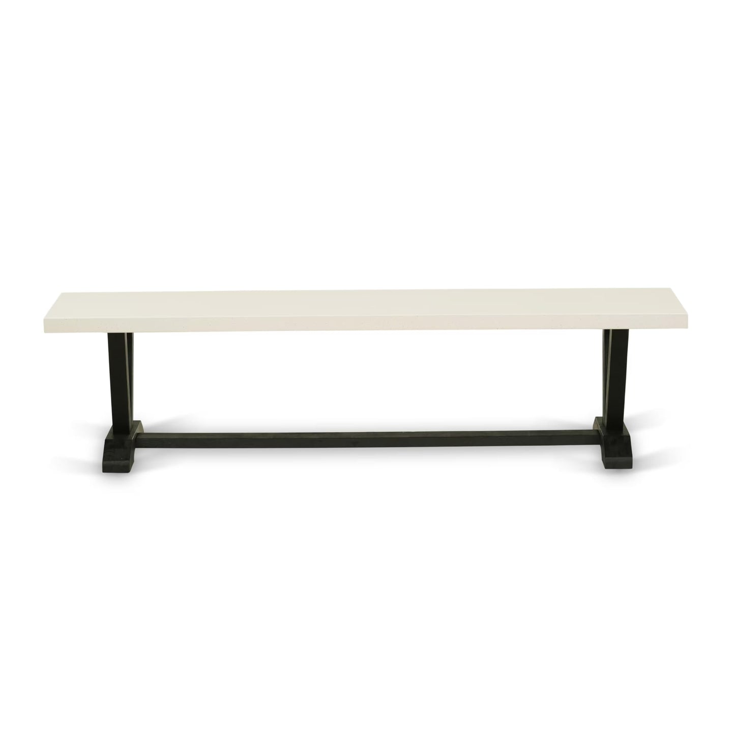 East West Furniture VB627 V-Style Mid Century Modern Dining Bench with Wooden Seat, 72x15x18 Inch, Multi-Color