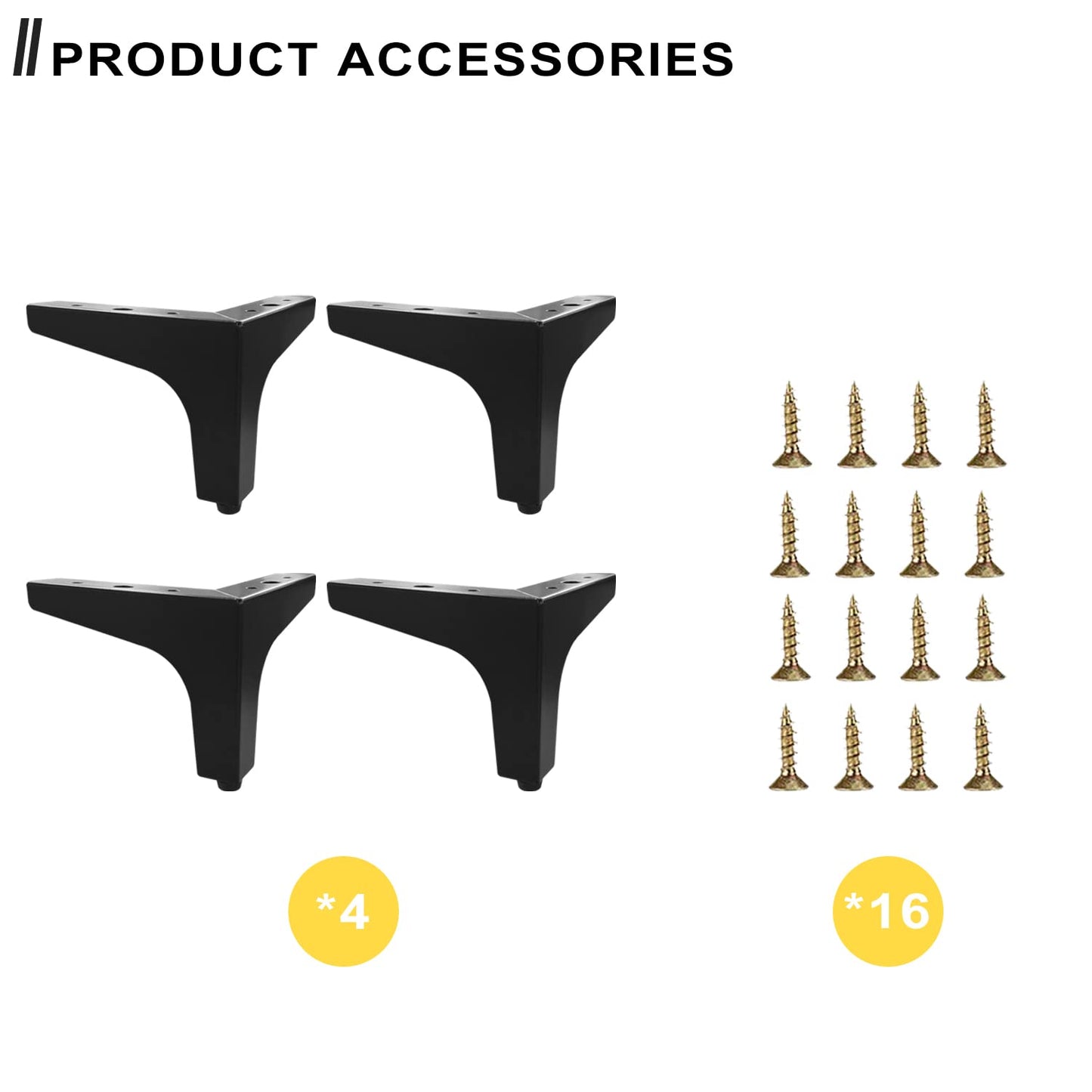 AODIOU Furniture Legs Metal Feet: Cabinet Legs 4 Inch Triangle Feet Replacement Dresser Legs Set of 4