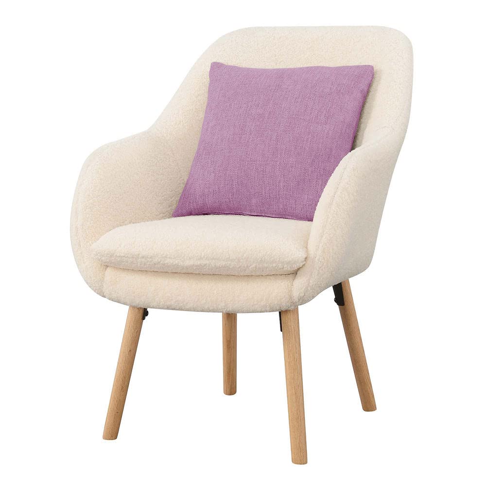 Convenience Concepts Take a Seat Charlotte Wingback Sherpa Accent Armchair 25.25" - Boho Transitional Boucle Lounge Chair for Office, Den, Living Room, Sherpa Cream