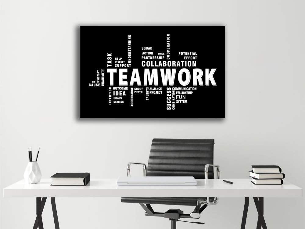 Teamwork Canvas Wall Art - Large Framed Motivational Quotes Artwork Modern Home Decor - Inspirational Posters Decor For Office Framed Ready to Hang