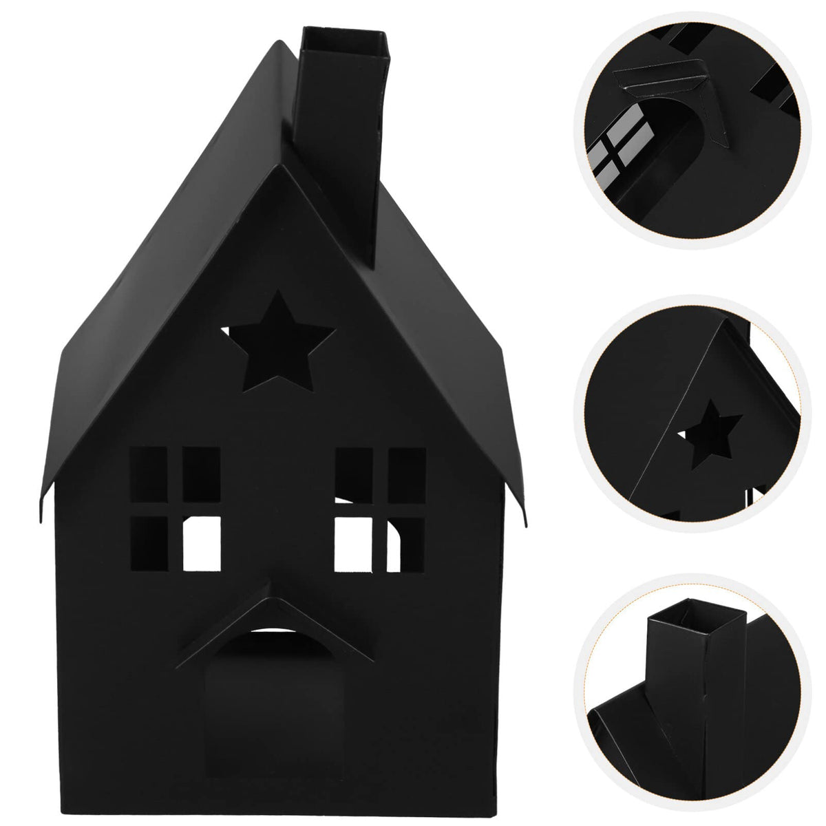 House Tea Light Holder Gothic Decor House Shape Candle Holder Rustic Candlestick Tea Light Stand Votive Candle Lantern for Home Farmhouse Dining Table Black Pillar Candle Holder