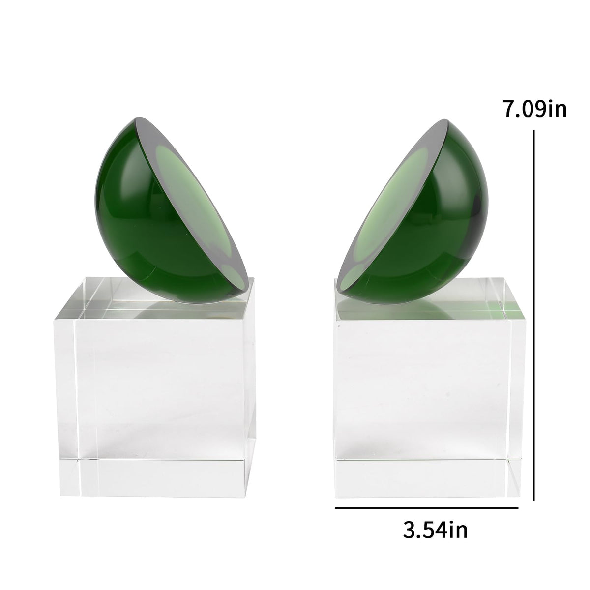 Kitcom Handmade Crystal Bookends Green, 1 Pair of Decorative Tabletop Bookends for Office, Home, Desk, Comes with Gift Box
