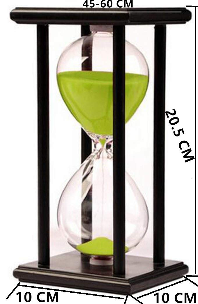 Lodunsyr Hourglass Timer for 60 Minutes Sandglass Timer for Kitchen Living Room Home Office Desk Bedroom Party Festival Coffee Table Book Shelf School Game Sand Timer Clock (Black Frame Green Sand)