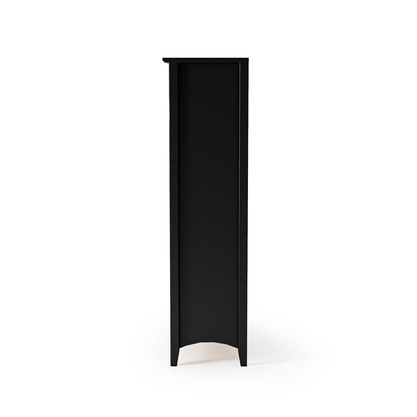 Camaflexi Shaker Style 4 Shelf Bookcase/Solid Wood / 48" High/Adjustable Shelving/Closed Back/Display Bookshelf for Living Room, Bedroom, Home and Office, Black