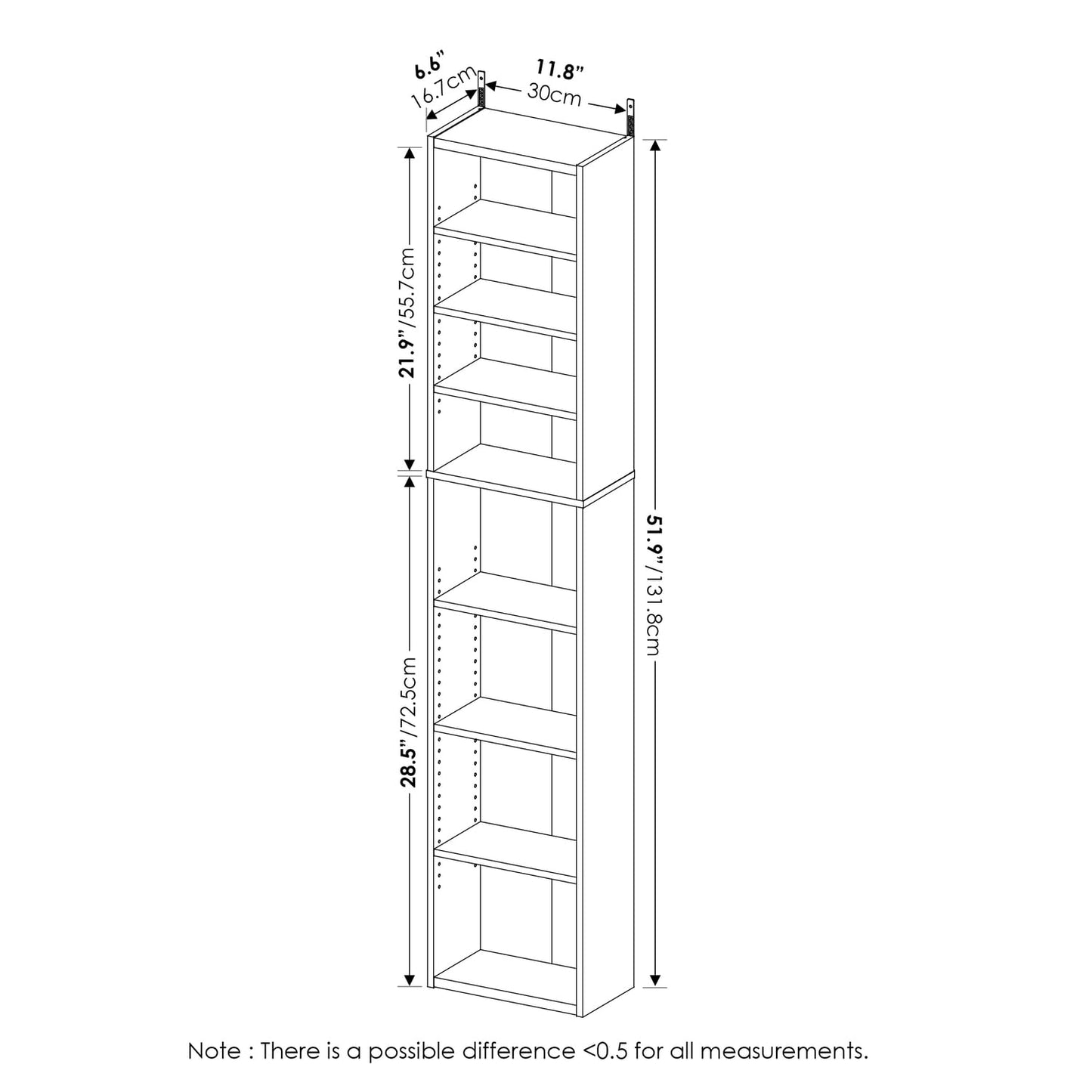 Furinno Indo DVD Shelf, 8-Tier CD Rack, Media Shelf with Adjustable Shelves, DVD Storage Cabinets for CD Blueray Game Disc, Easy Assembly, for Living Room, Home Office, Amber Pine
