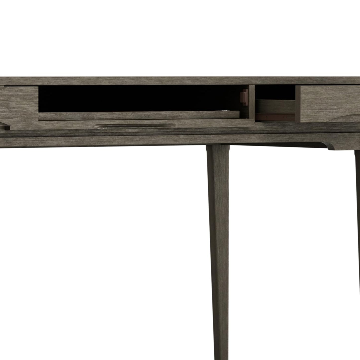 SIMPLIHOME Harper Desk - 60 Inch Wide Solid Wood Writing Desk in Farmhouse Grey, Mid-Century Modern Home Office Computer Table for Workspace or Study with 2 Drawers and Flip-Down Keyboard Tray