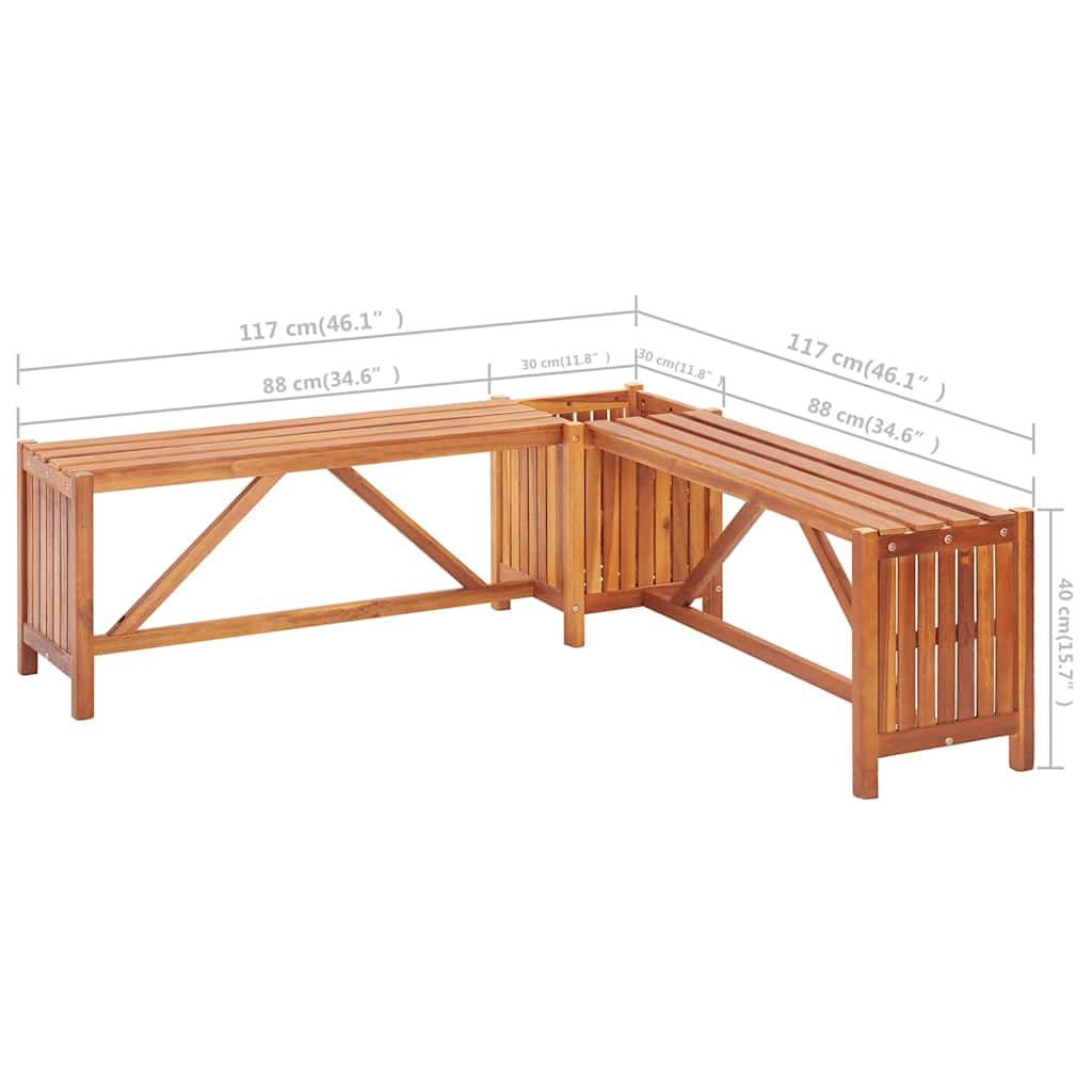 vidaXL 46.1 X 46.1 X 15.7 Solid Acacia Wood Garden Bench in Brown