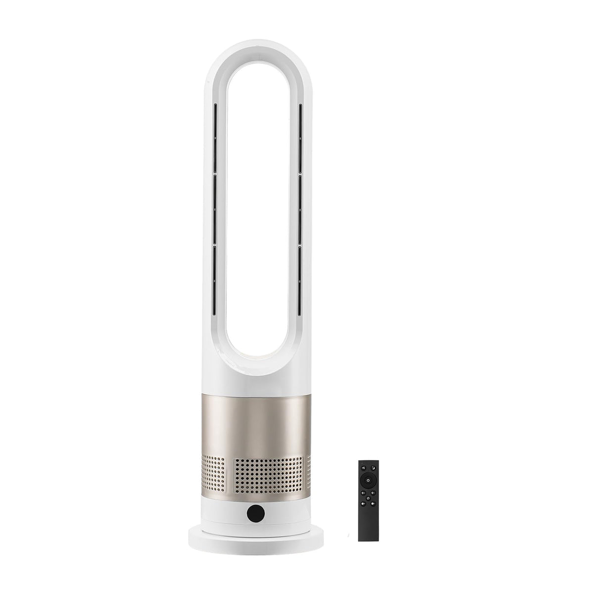 VEVOR Tower Fan Bladeless, 16 ft/s Velocity Quiet Floor Fan that Blows Cold & Heating Air, 80° Oscillating Fans with 8 Speeds, 9H Timer, Standing Fans with Remote Control for Bedroom, Office, Home
