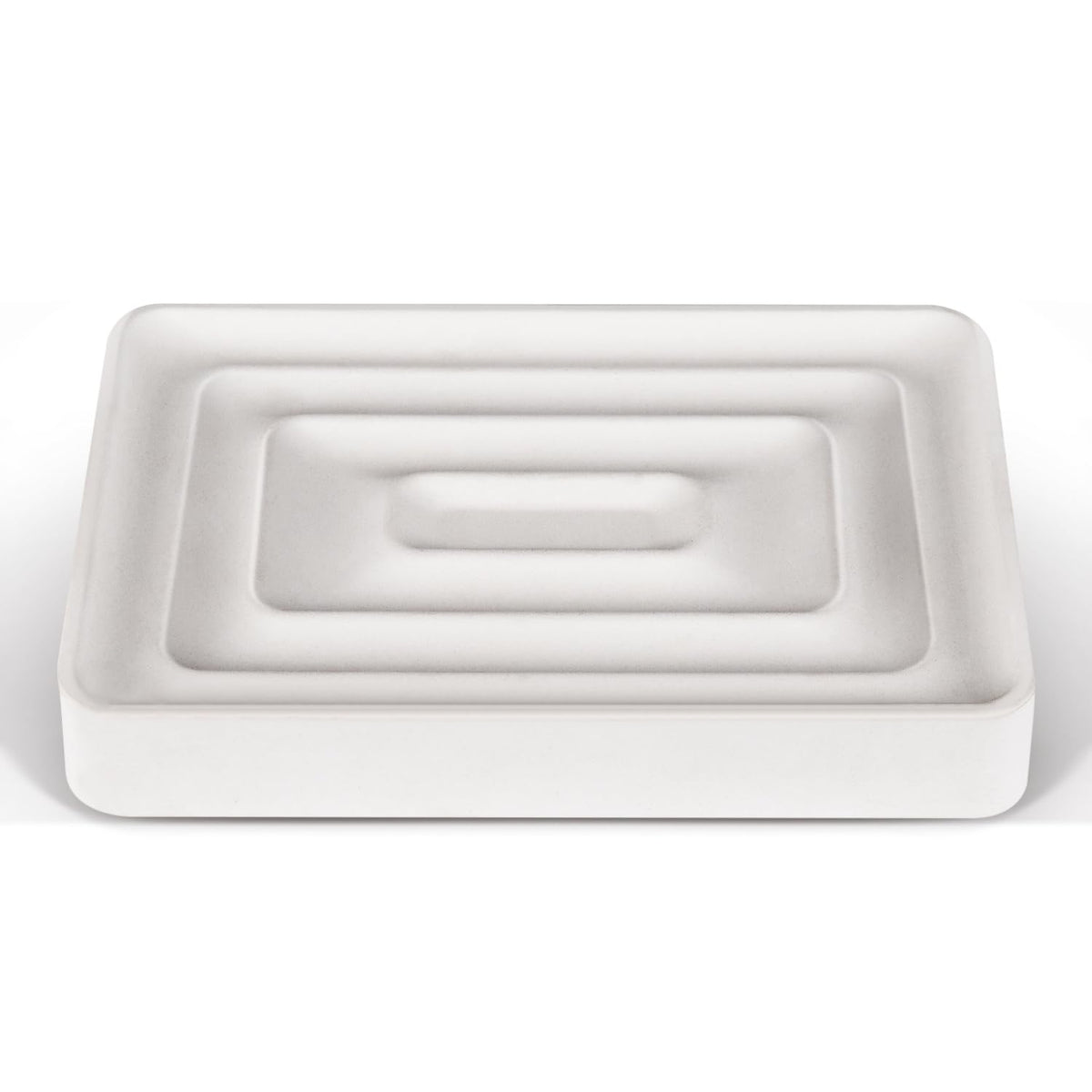 Slow Slog 1 Pack Diatomite Soap Dish Holder, Quick Dry Stone Bath Tray, Diatomaceous Earth Stone Soap Holder, Water Absorbent Rectangular Soap Dish for Bar Soap, White
