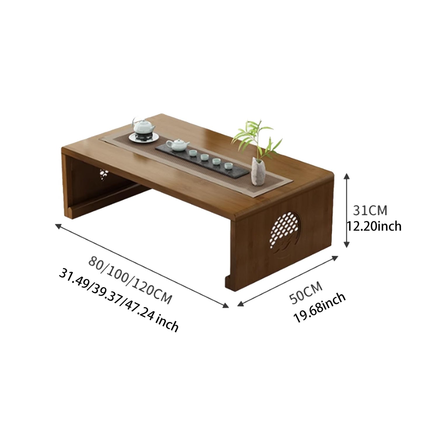 rzoizwko Folding Coffee Table Foldable Japanese Floor Table Low Table for Living Room,Dining Room,Tea,Tatami,Home Decoration (31.49 * 19.68 * 12.2 INCH)