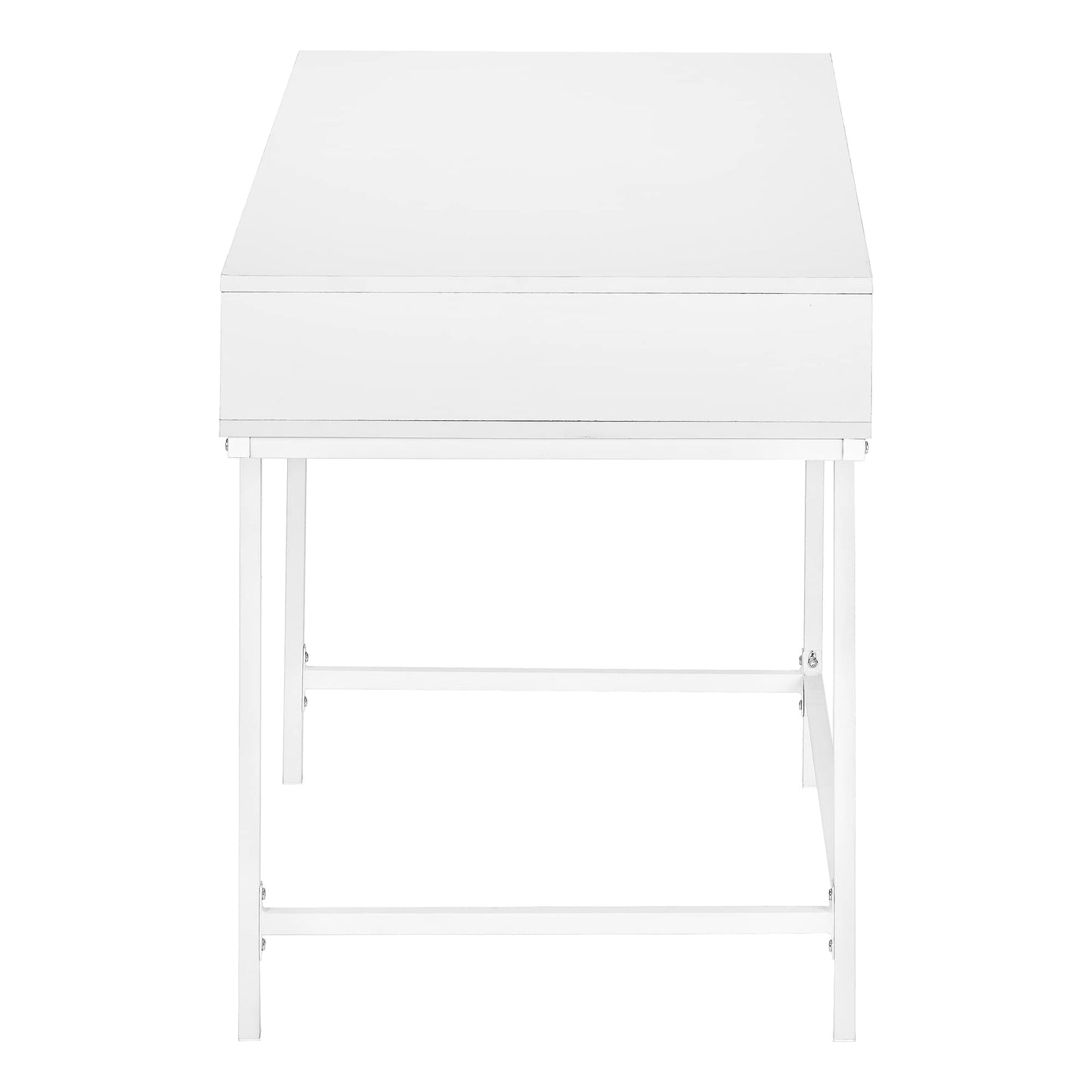 Monarch Specialties I 7554 Computer Desk, Home Office, Laptop, Storage Drawers, 48" L, Work, Metal, Laminate, White, Contemporary, Modern