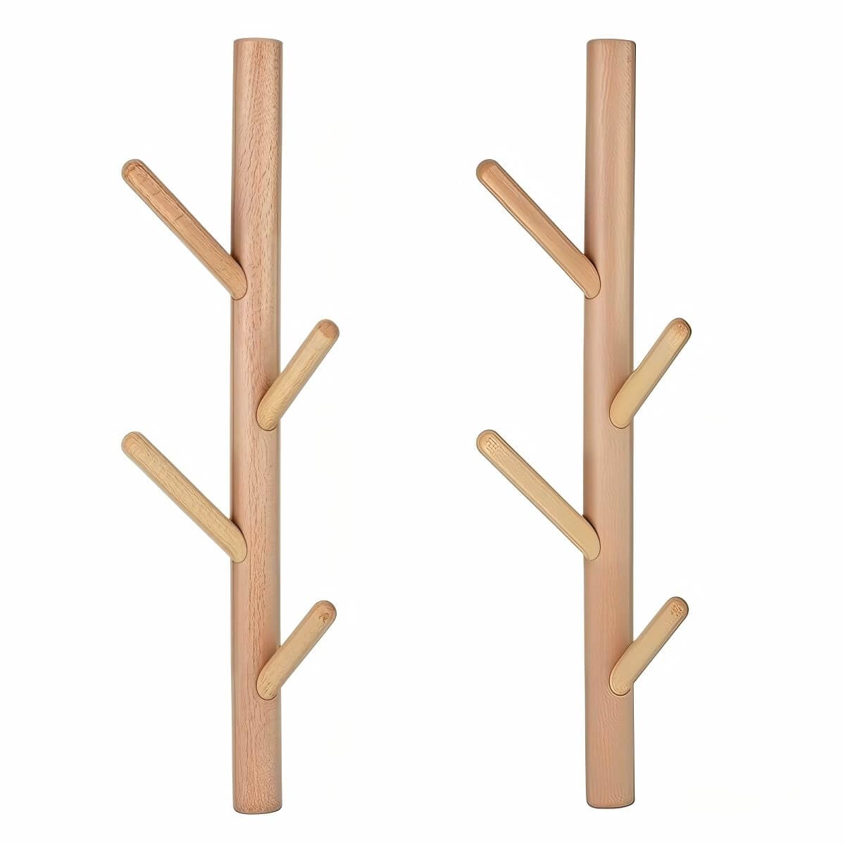 VAWNKUKN Tree-Shaped Wall Mounted Coat Rack (2-Pack) Vertical Hat Rack for Wall, Space-Saving Coat Rack Wall Mount for Entryway, Bedroom, Clothes Rack Wall Mount（Nature